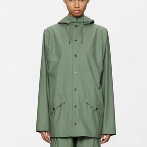 RAINS lightweight Olive Green Hooded Raincoat Jacket